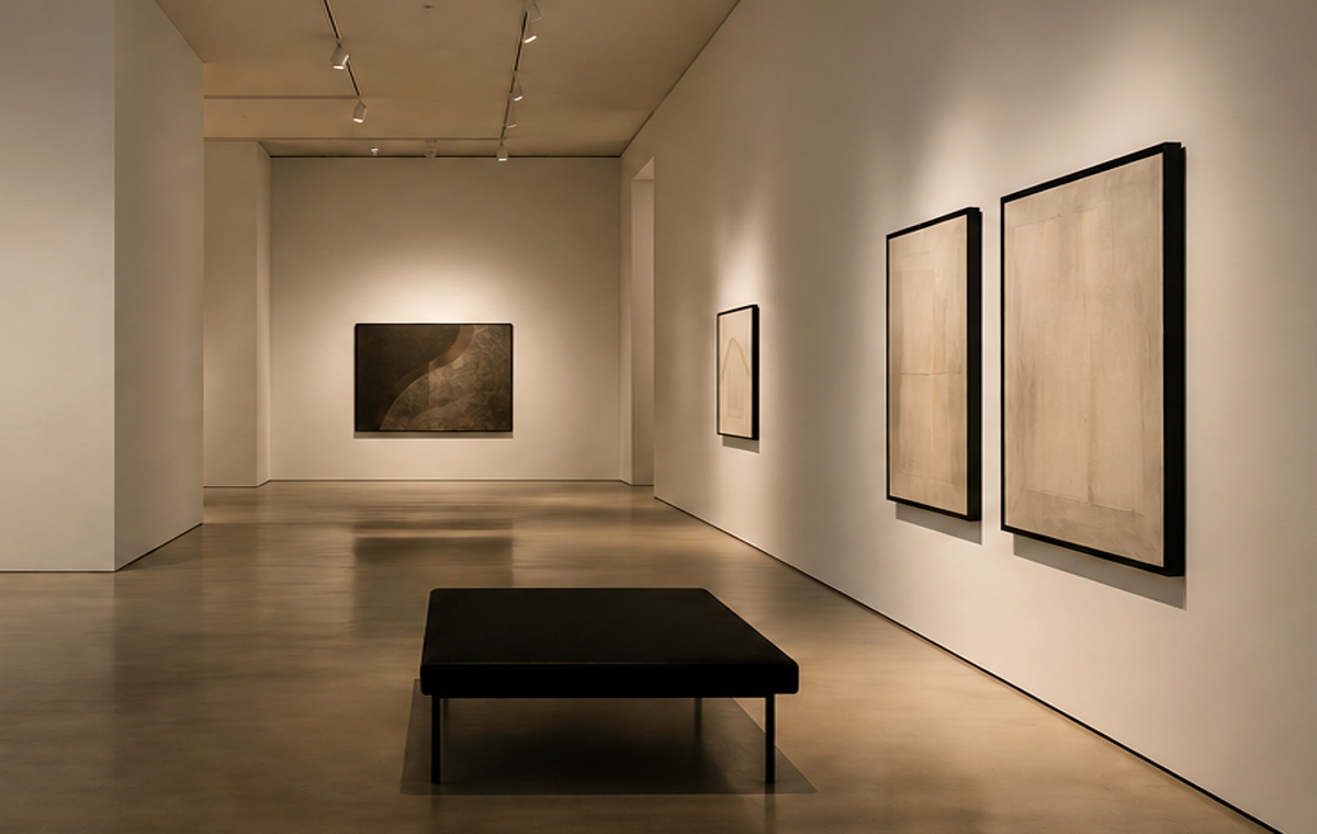Minimal contemporary gallery interior